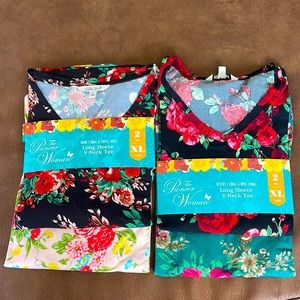 Long sleeve V- neck tees